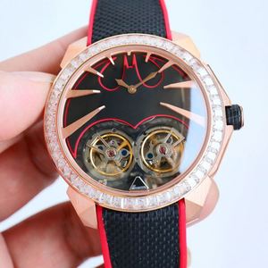 Elegante Reloj de Hombre con Doble Tourbillon en Caja de Oro Rosa, Bisel con Diamantes, Correa Amarilla y Negra, para Citas, Fiestas y Eventos de Lujo - Product Image 3
