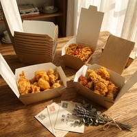 Boîte à emporter carrée en papier jetable avec logo personnalisé, bol en papier kraft micro-ondable pour pâtes, salades, aliments, boîte à lunch étanche de qualité alimentaire