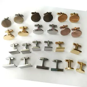 Moda takı aksesuarları Set toptan özel lüks kol düğmeleri Set boş gömlek paslanmaz çelik Metal kol düğmeleri erkekler için