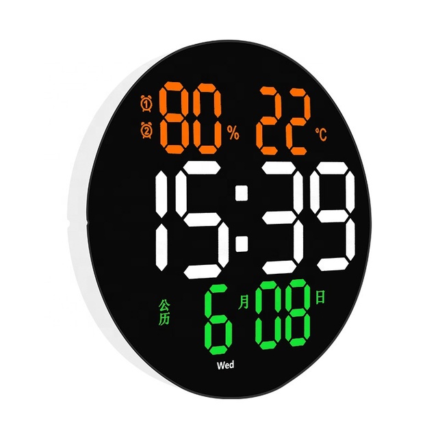 10 Inch LED Wall Clock Led Large Clock Mute Digital Temperature and Humidity Electronic Clock Modern Living Room Decoration