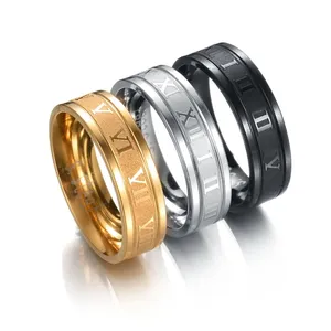 Di alta qualità 2024 nuovo arrivo gioielli di moda anello per gli uomini in acciaio inox anelli Punk uomini Design semplice numeri romani anelli