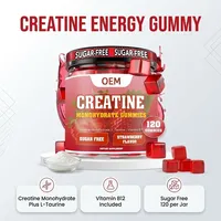 Gommes à la créatine monohydrate avec L-taurine et vitamine B12, sans sucre, gommes énergétiques, 120 unités
