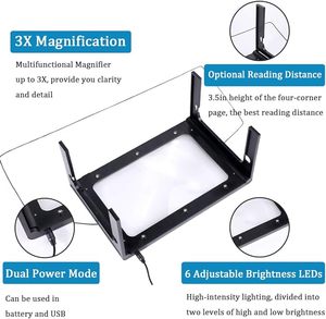 <span class=keywords><strong>Loupe</strong></span> pleine page LED OEM 3 modes d'éclairage couleur <span class=keywords><strong>Lecture</strong></span> de livres Journaux Basse vision Loupes à lumière variable pour seniors - Product Image 2