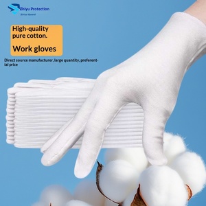 Gants <span class=keywords><strong>de</strong></span> travail en coton personnalisables en gros pour usine, gants <span class=keywords><strong>de</strong></span> protection unisexes blancs épaissis à usage général pour salle blanche - Product Image 2