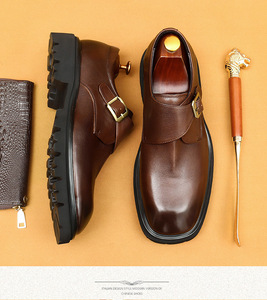 Chaussures habillées décontractées pour hommes en cuir véritable de haute qualité, style britannique, à bout large, avec semelle antidérapante et fonction de massage - Product Image 6