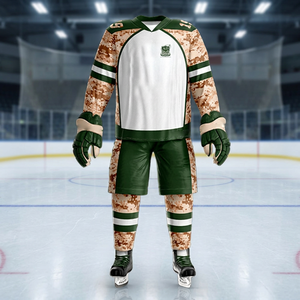 Ensemble de maillots de hockey sur glace vert sans manches, col en V, imprimé par transfert thermique, nom d'équipe personnalisé, séchage rapide, polyester de haute qualité, adulte - Product Image 2