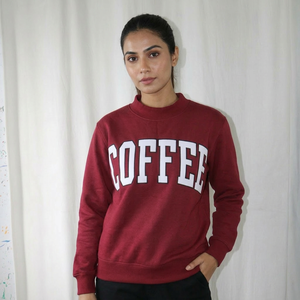 COFFEE <b>BROWN</b> Hooded Sweatshirt WHITE Applique Embroidery URBAN PRODUCTIONS 100% Cotton Winter - Product Image 1