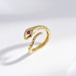 wholesale plata 925 sterling <b>silver</b> zircon fashion <b>ring</b> 2026 ladies open <b>adjustable</b> gold plated hip hop snake finger <b>rings</b> - Product Image 2