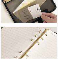 Carnet de poche miniature en cuir PU A6 de haute qualité, reliure à anneaux, couverture souple esthétique, journal mignon, planificateur pour filles et femmes