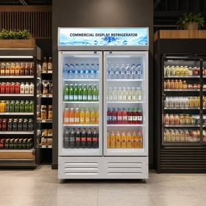 Vitrine Réfrigérée Commerciale sur Pied pour Boissons, Réfrigérateur à Double Porte Vitrée, Faible Niveau Sonore, pour Red Bull - Product Image 1