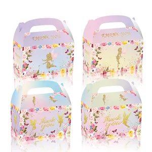 DD279 Floral Fairy Garden Party Candy Cookie Box Paper Gift Box for Girls Birthday Party Supplies
