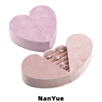 Boîte à bijoux en velours de luxe en forme de cœur pour la Saint-Valentin, avec logo personnalisé, double ouverture, boîte de rangement pour bagues, emballage cadeau pour mariage