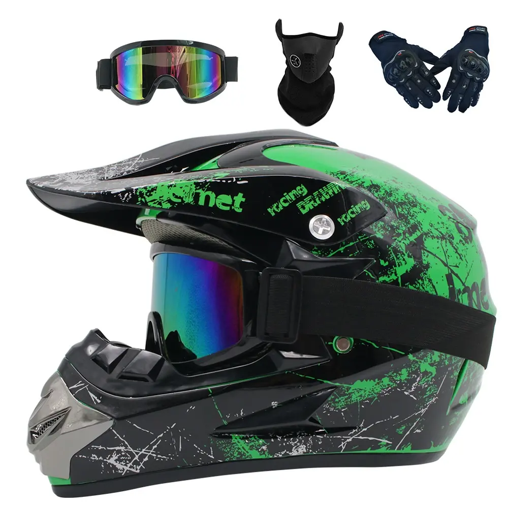 Dirt Bike Helmet Motorcycle Motocross Helmet Four Seasons Gift Goggles Gloves Mask Men's Cross-country Helmet