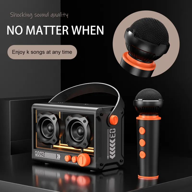 Sistema de audio Bluetooth de 10W con karaoke de alto sonido, mini Altavoz Bluetooth PORTÁTIL ESTÉREO, altavoz de Karaoke con luz ambiental de Color