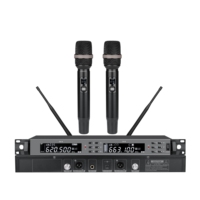 Microphone dynamique sans fil portable professionnel à double canal EIF HD-1100 pour chant, karaoké, fête, haute qualité, XLR