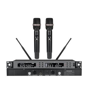 Micrófono Inalámbrico Portátil Profesional de Doble Canal EIF HD-1100 para Karaoke, Alta Calidad, XLR - Product Image 1