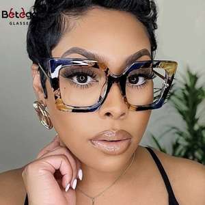 <span class=keywords><strong>Bettega</strong></span> Nouveau style de lunettes anti-lumière bleue carrées à la mode pour femmes, monture de lunettes de grande taille, lunettes tendance transfrontalières - Product Image 1