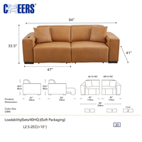 MANWAH CHEERS Sofá Cama de 2 Plazas de Cuero Genuino al por Mayor con Control Remoto, Chaise Longue Eléctrico Deslizable para Sala de Estar