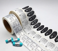 Etiqueta Autoadhesiva Plateada Personalizada, Etiqueta Transparente para Sellado de Botellas en Rollo, Etiqueta con Logotipo de Marca