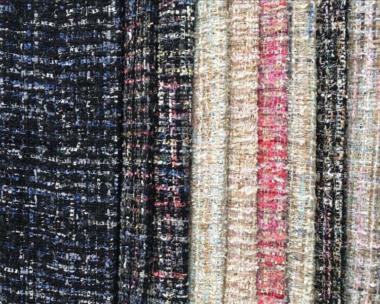 Новая твидовая ткань из полиэстера букле, шерстяной аромат с блестящей проволочной тканью, двухсторонняя окрашенная ткань для пальто