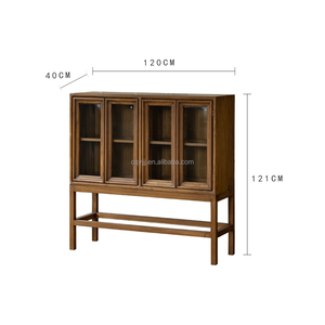 High-End Eco-Friendly <b>Solid</b> <b>Wood</b> <b>Bookcase</b> with Glass Door for Home Villa Home Bar & Hotel Living Room Kitchen Cabinet Storage - Product Image 1