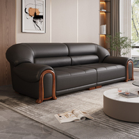 Ensemble de canapés en cuir de luxe moderne, canapé droit de luxe pour bureau, villa, salon, chambre à coucher, hôtel, cadre en bois, canapé modulaire sectionnel