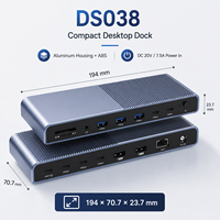 Station d'accueil Thunderbolt 4 15 en 1, 40 Gbps, double écran 8K, 90 W PD, Ethernet Gigabit, lecteur de carte SD, hub USB-C DS038 pour ordinateur portable
