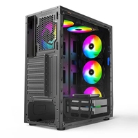 Boîtier PC avec ventilateur RGB, panneau latéral en verre trempé, boîtier PC de jeu ATX, prend en charge les cartes mères ITX MATX ATX