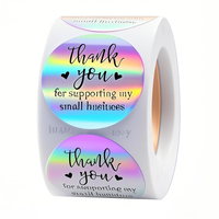 Stiker PET Perekat Kustom Logo Hologram 3D Tahan Air Grosir, Label Gulung Terima Kasih untuk Penggunaan Kosmetik, Lipstik & Parfum