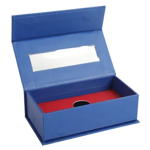 Cajas de papel magnéticas personalizadas para mujer, ropa de embalaje transparente, informal, azul, paquete con insertos