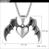 Collier romantique pour couple pour la Saint-Valentin, pendentif en forme de cœur avec design d'ailes d'ange et de démon