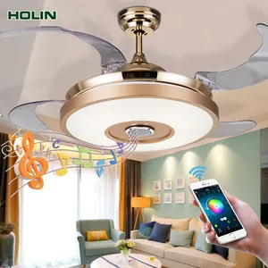 Ventilatore inverter moderno reversibile luci ventilatori da soffitto con altoparlante bluetooth con telecomando con luci a led