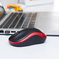 Souris optique sans fil M186/M185 avec interface USB, options de couleur bleu, rouge, gris, ergonomique pour le bureau à domicile et le jeu, en stock