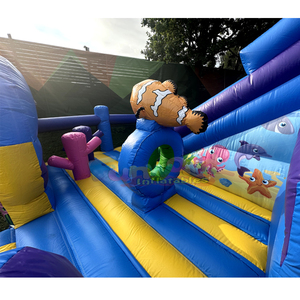 Castillo inflable comercial para niños, con tobogán, diseño de océano y mundo submarino. - Product Image 3