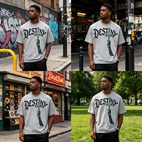 T-shirt surdimensionné pour homme, style grunge streetwear, imprimé croix gothique, gris délavé vintage, effet usé