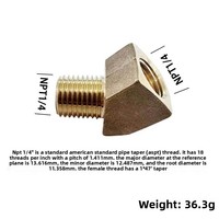 Sambungan Pipa Kuningan 45 Derajat Model Elbow NPT Male X Female Taper Thread 1/8" 1/4" 3/8" NPT untuk Kompresor Udara, Gas, Hidrolik