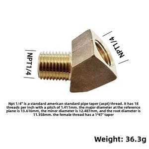 Raccord coudé en laiton à 45 degrés, filetage NPT mâle x femelle conique, 1/8" 1/4" 3/8" NPT pour compresseur d'air, gaz, hydraulique - Product Image 3