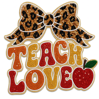 Patchs thermocollants en chenille et sequins, brodés sur mesure, motif 'Coffee Teacher', vente en gros, pour vêtements, vestes, sacs à dos, DIY