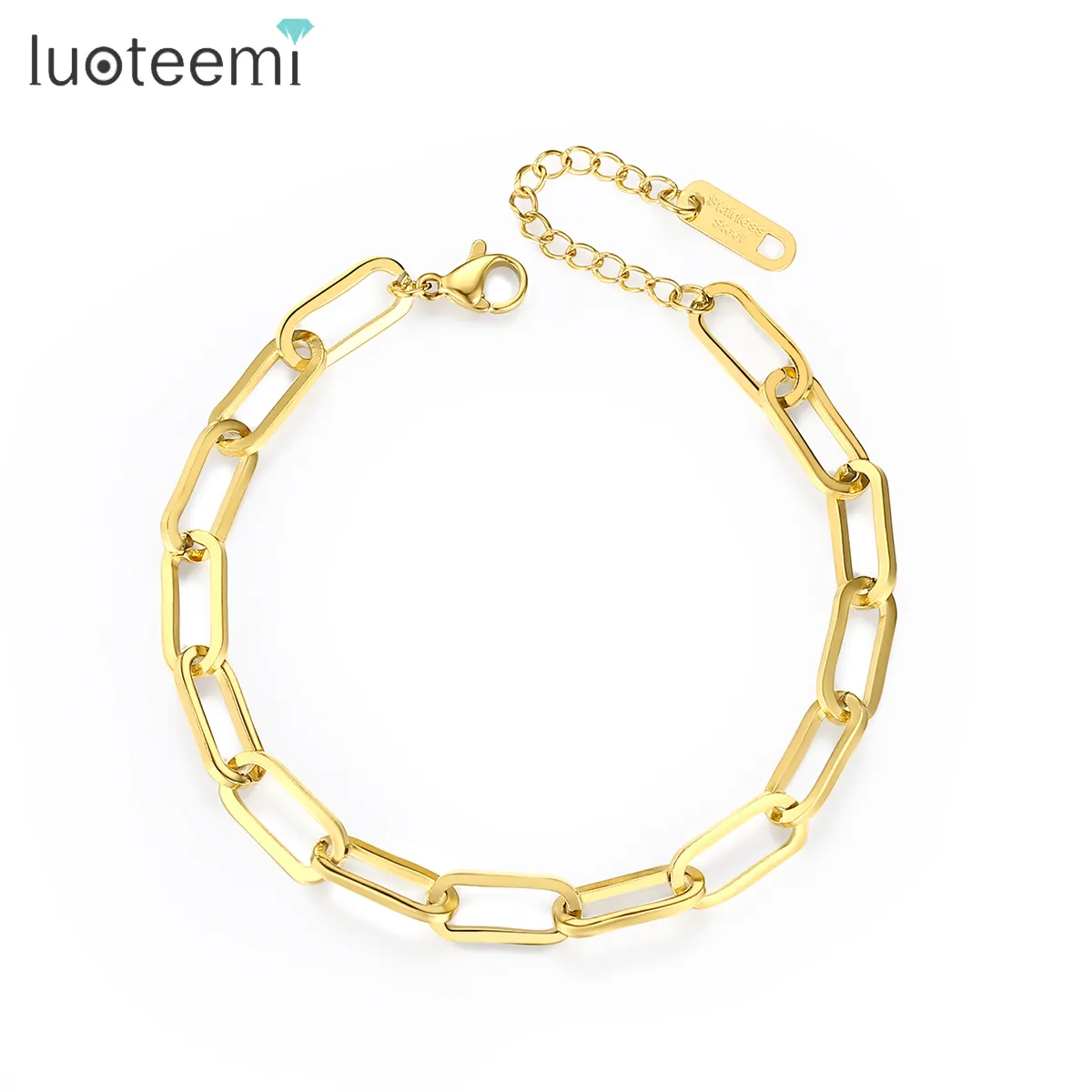 Cadena de eslabones de SP-LAM de acero inoxidable para mujer, joyería coreana, pulsera hecha a mano