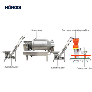 สายการผลิตผสมและบรรจุผงอุตสาหกรรม, เครื่องผสมแบบดรัมหมุนพร้อมเครื่องลำเลียงแบบถังคู่ และเครื่องบรรจุแบบสกรูคู่ทำจากเหล็กกล้าคาร์บอน - Product Image 3