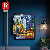 Reobrix 66702 2026 MOC Baru Bingkai Foto Kafe Langit Malam Dengan Lampu LED Dekorasi Rumah Hadiah untuk Dewasa Anak-anak Set Blok Bangunan