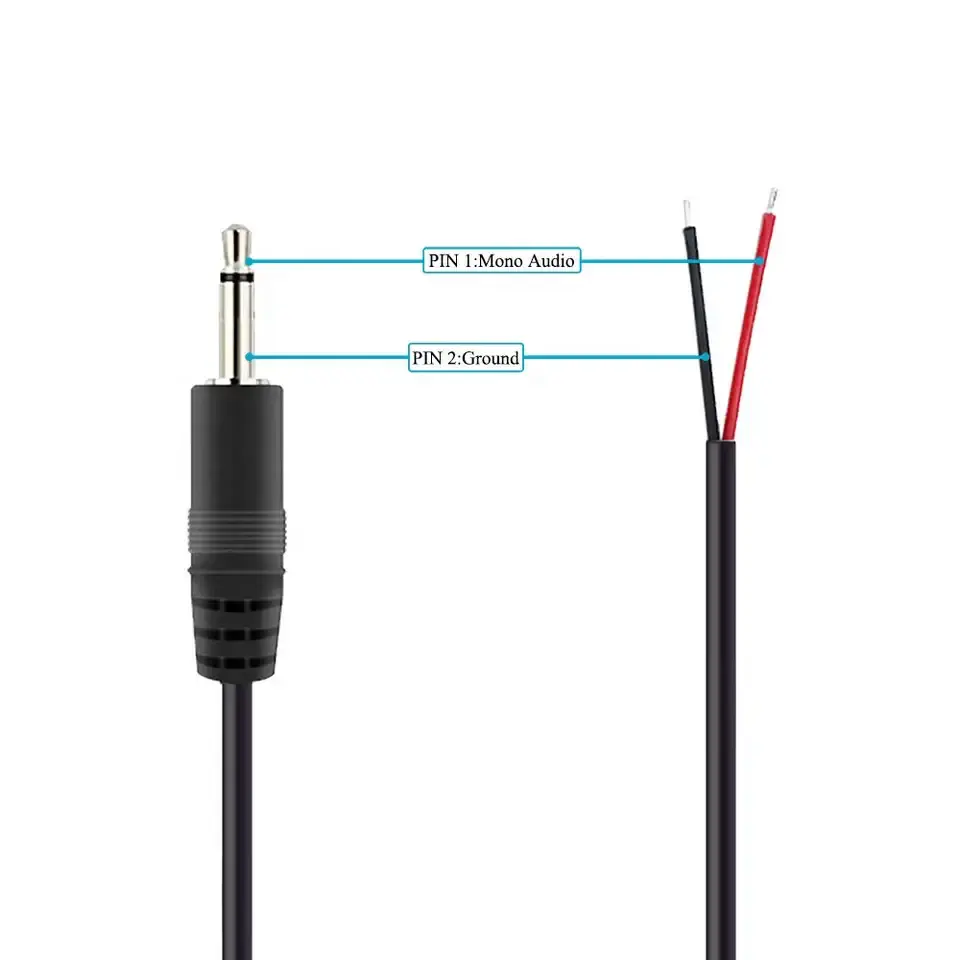 2.5mm macho Plug para Bare Wire Open End TS 2 Polo Mono 2.5mm Plug Jack Conector Cabo de Áudio