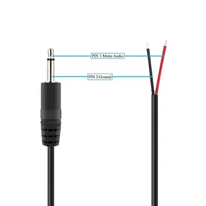 2.5mm Male Plug To Bare Wire Open End TS 2 Pole Mono 2.5mm Plug Jack Connector Audio Cable