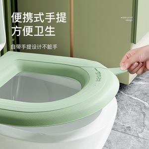 Toilet Seat Cover <b>Sponge</b> Waterproof Portable With <b>Handle</b> For All Seasons - Product Image 1