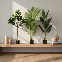 Palmier artificiel vert Huashijie de 1 à 2 pieds en tissu de soie plastique, plante d'intérieur type bonsaï pour la décoration de la maison, du bureau, de l'hôtel et des mariages