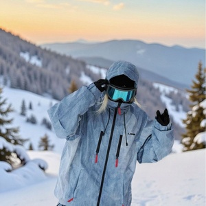 Combinaison de ski Topgear en denim bleu <span class=keywords><strong>à</strong></span> capuche et fermeture éclair pour femme et homme, collection automne-hiver 2025, coupe-vent, imperméable, chaude, pour snowboard simple/double - Product Image 5