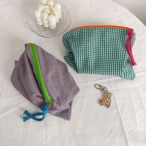 Retro Plaid Gingham Eco-Friendly Soft Reusable Cotton Fabric <b>Backpack</b> Multi-functional Travel Makeup Storage Foldable Portable - Product Image 3