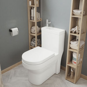 مجموعة أدوات صحية فاخرة من قطعة واحدة حوض غسيل حوض صحي علوي بمصيدة P طقم حمام مرحاض مرحاض خزانة فوق وحدة المرحاض - Product Image 3