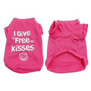 Camiseta de algodón para perros con estampado de besos gratis, ropa para mascotas para el día de San Valentín, estilo informal, lavable a máquina - Product Image 2