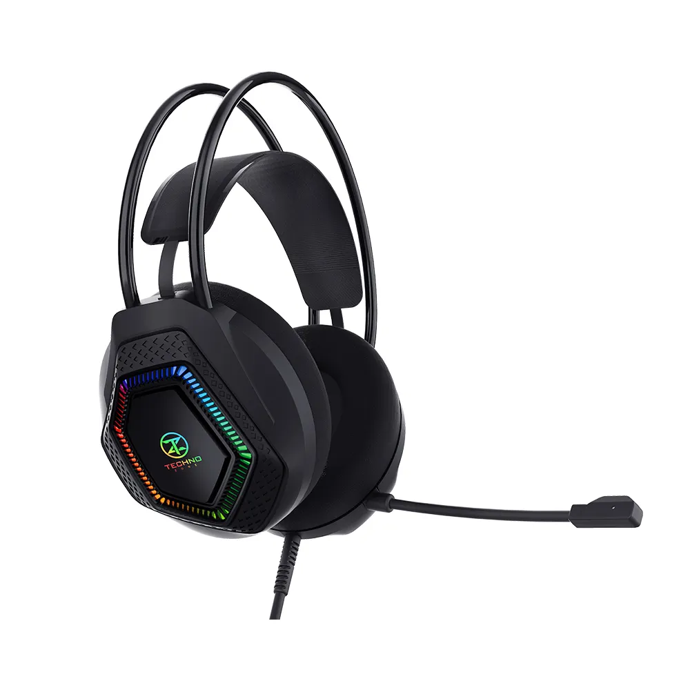 Technozone 3.5 Jack Surround Stereo Computer Adjustable PC E-sport Gaming Headset Gamer Headphone with Cool LED Light